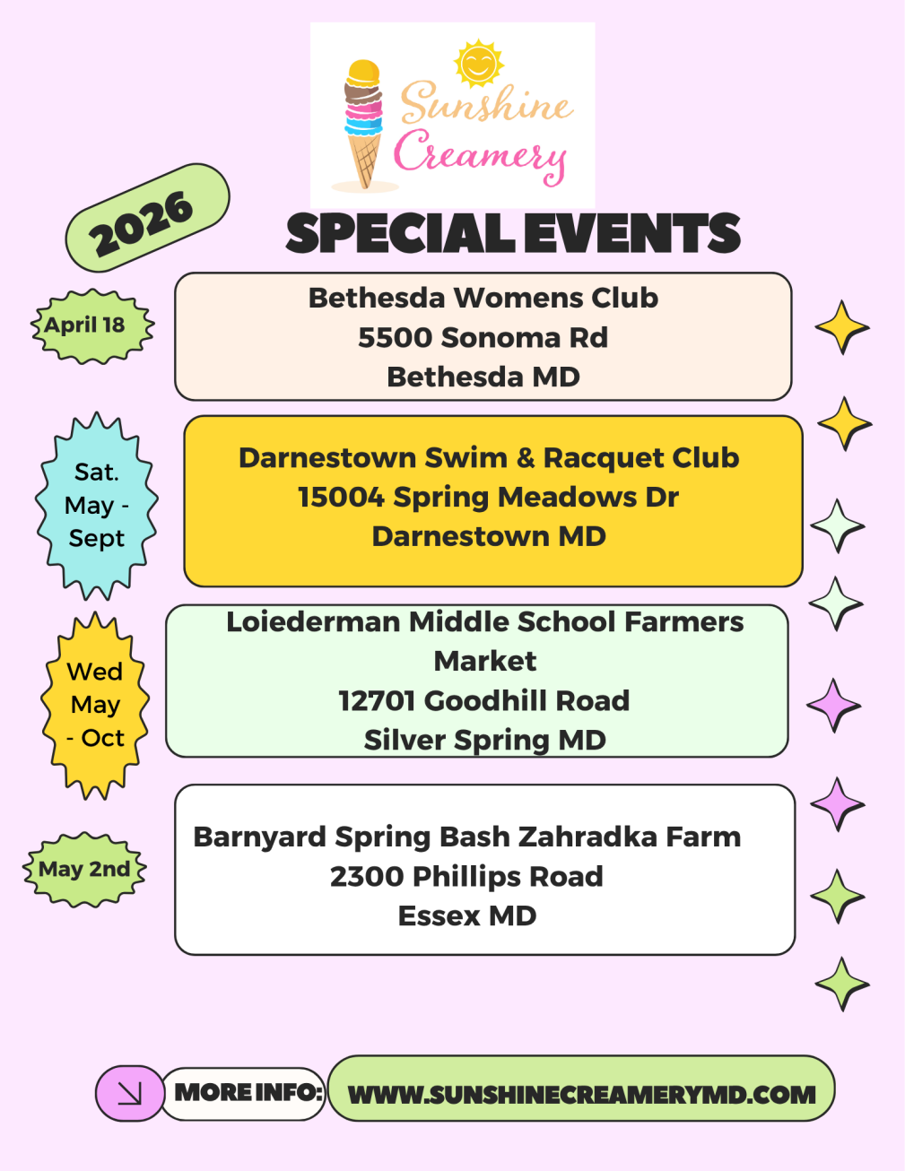 2025 Special Events Schedule